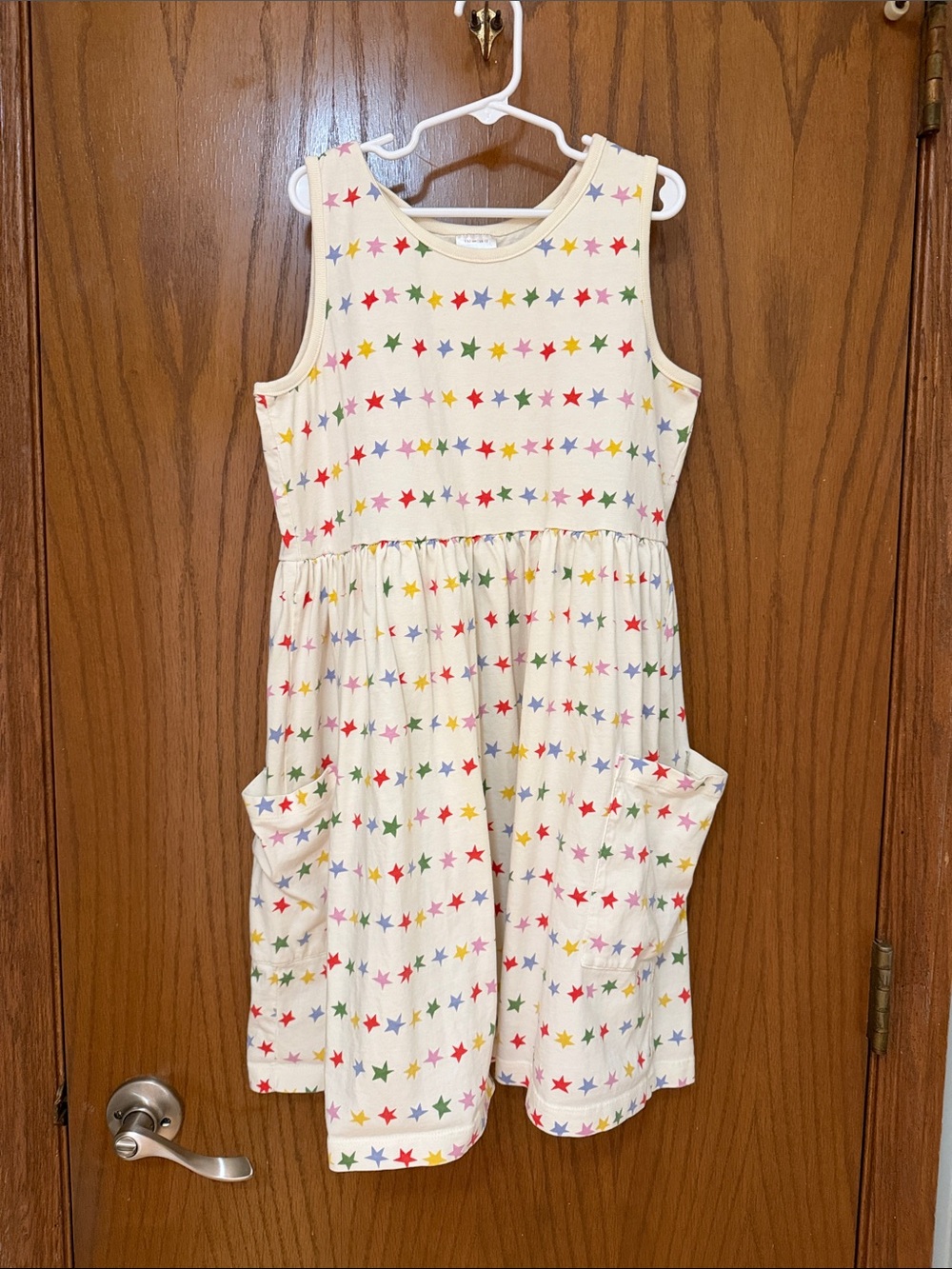 Kids Star-Print Sleeveless Pocket Dress - Cream Multicolor